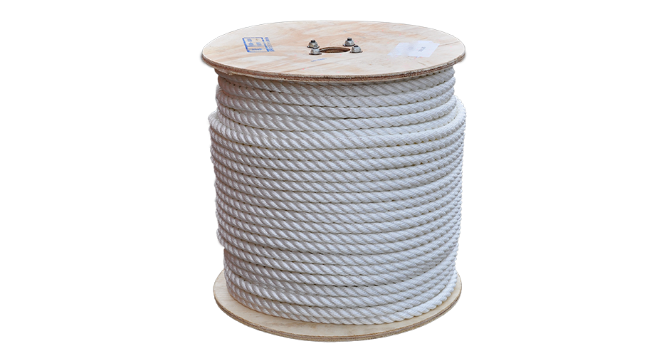 3 Strand Twisted Nylon Rope, 1/4 Inch Dia., 600 Ft. Length, White