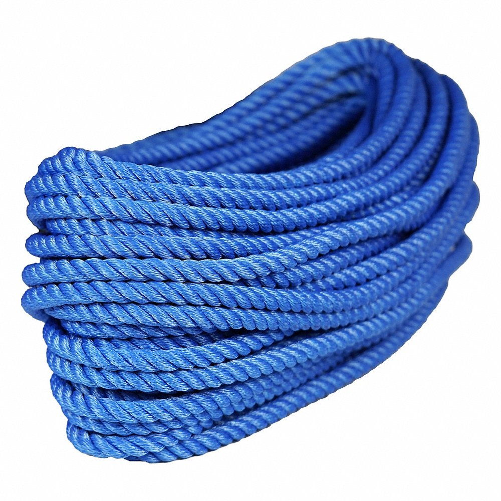 ALL GEAR AG3STP12150B Twisted Bull Rope, 3 Strand Twisted Polyester, 150 Ft. Length, Blue | CJ6PEN