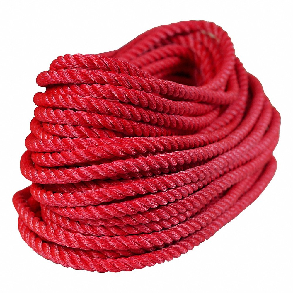 ALL GEAR AG3STP58150R Twisted Bull Rope, 3 Strand Twisted Polyester, 150 Ft. Length, Red | CJ6PET