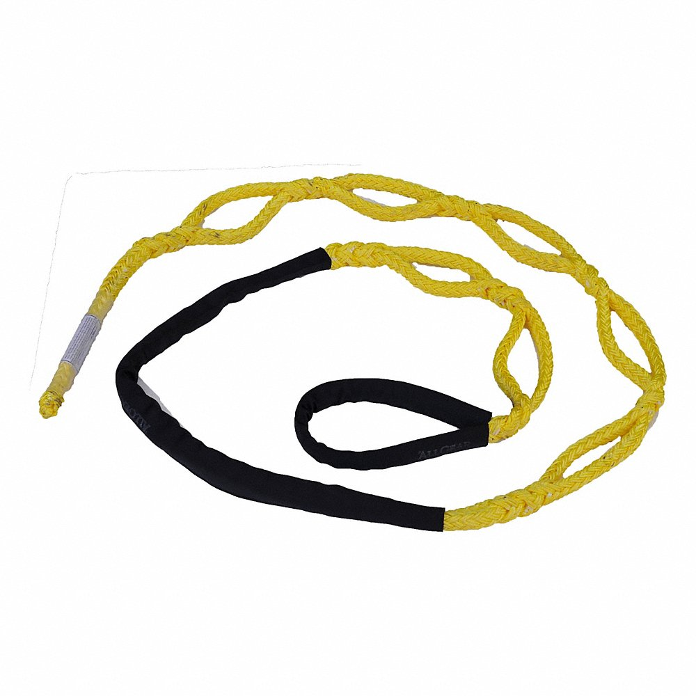 ALL GEAR AGRCS12S-5810 Rope Chain Sling, 12 Strand Polyester, 5/8 Inch Dia., 10 Ft. Length, Yellow | CJ6PRJ