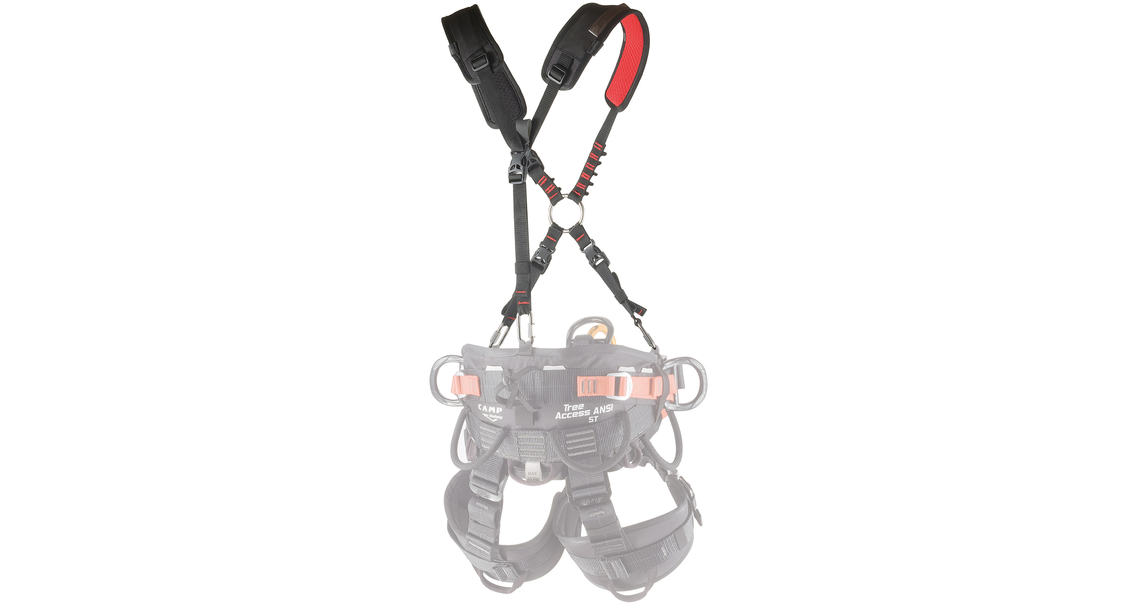 Fall Arrest Shoulder Harness, OSFA Size, Black With Red