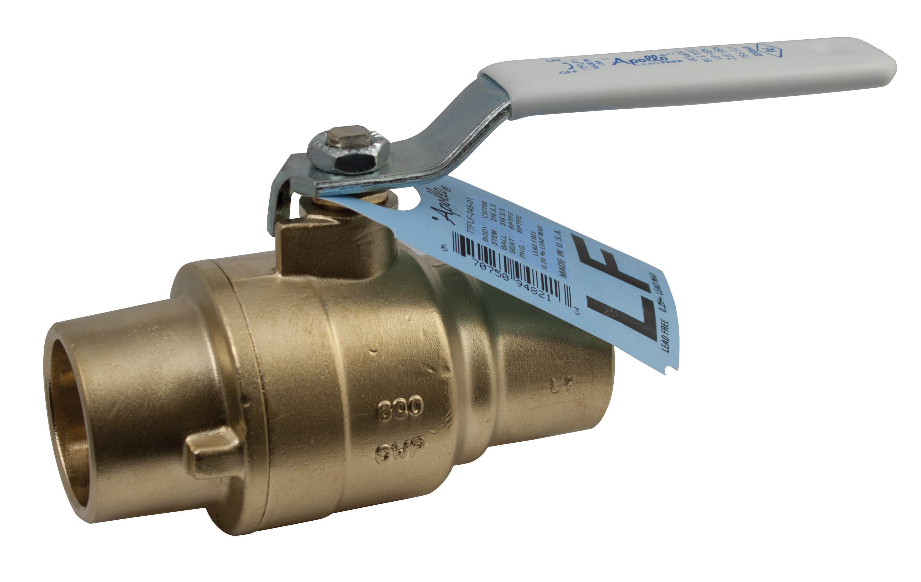 Ball Valve, 2-1/2 Inch Size, Solder, Full Port, Forged Lead Free