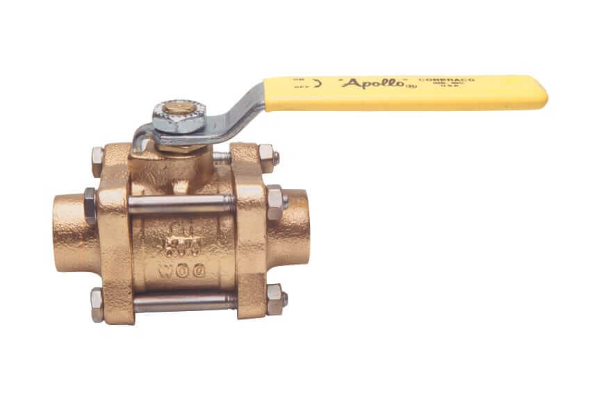 Ball Valve, 2 Inch Bronze, 3 Pieces, 6 Inch Male Extended