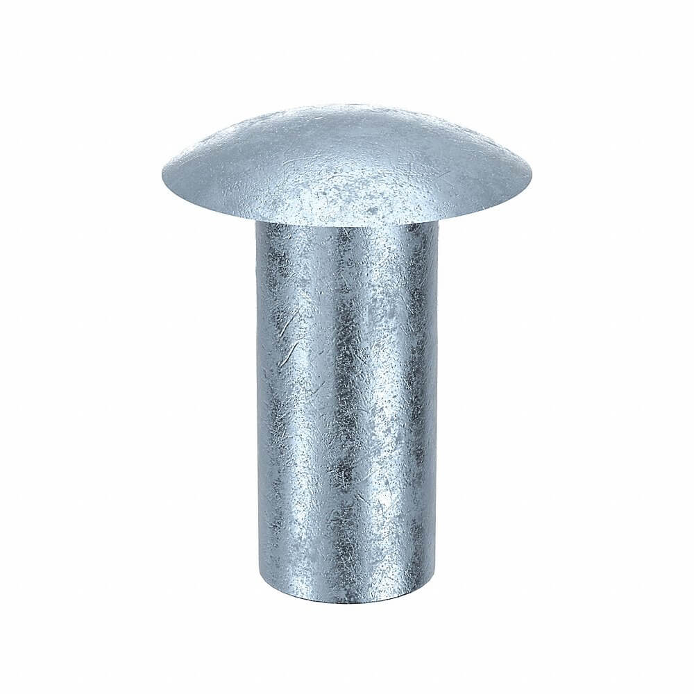 Semi Tubular Rivet, 7/16 In Rivet Lg., 3/16 In Rivet Dia., Steel, Truss, 100 Pk