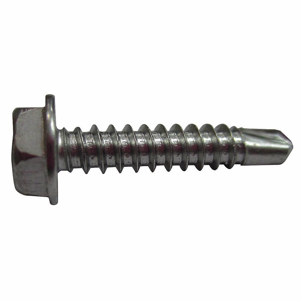 Self Drilling Screw, 3/4 Inch Length, 410 Stainless Steel, 1/4-14 Thread Size, 2000PK