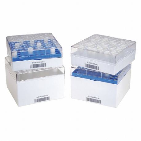 Cryogenic Vial 2D Box, Polycarbonate, Translucent With White Grid