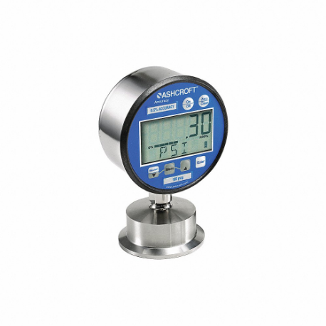 Digital Pressure Gauge, -30 To 0 To 15 PSI, 3 Inch Dial, 2 Inch Tri-Clamp, Bottom, 2030