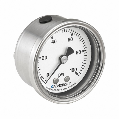 Pressure Gauge, Corrosion-Resistant Case, 0 To 30 Psi, 2 Inch Dial, 1/8 Inch Npt Male
