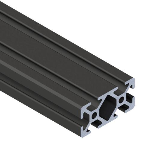 Standard T-Slotted Rail, Black, 6063-T6 Anodized Aluminum Alloy, Cut To Length
