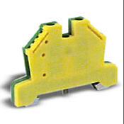 Screw Grounding Terminal Block, Green And Yellow, 35mm Din Rail Mount, Pack Of 50