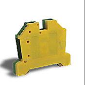 Screw Grounding Terminal Block, Green And Yellow, 35mm Din Rail Mount, Pack Of 50