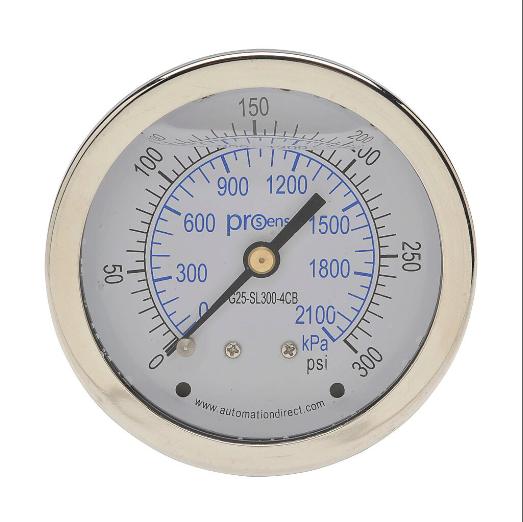 Manómetro mecánico, 2.5 pulgadas de diámetro, 0 a 300 psig/0 a 2100 Kpa
