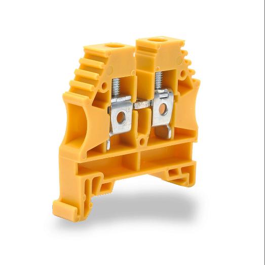 Bloque de Terminales, 26-8 Awg, Amarillo, 50A, Montaje en Riel Din de 35mm, Paquete de 100
