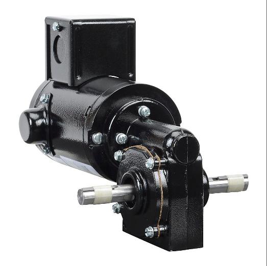 Right Angle Dual Shaft DC Gear Motor, 1/19Hp, 90 VDC, 93 rpm, 23 Lb-In Full Load Torque