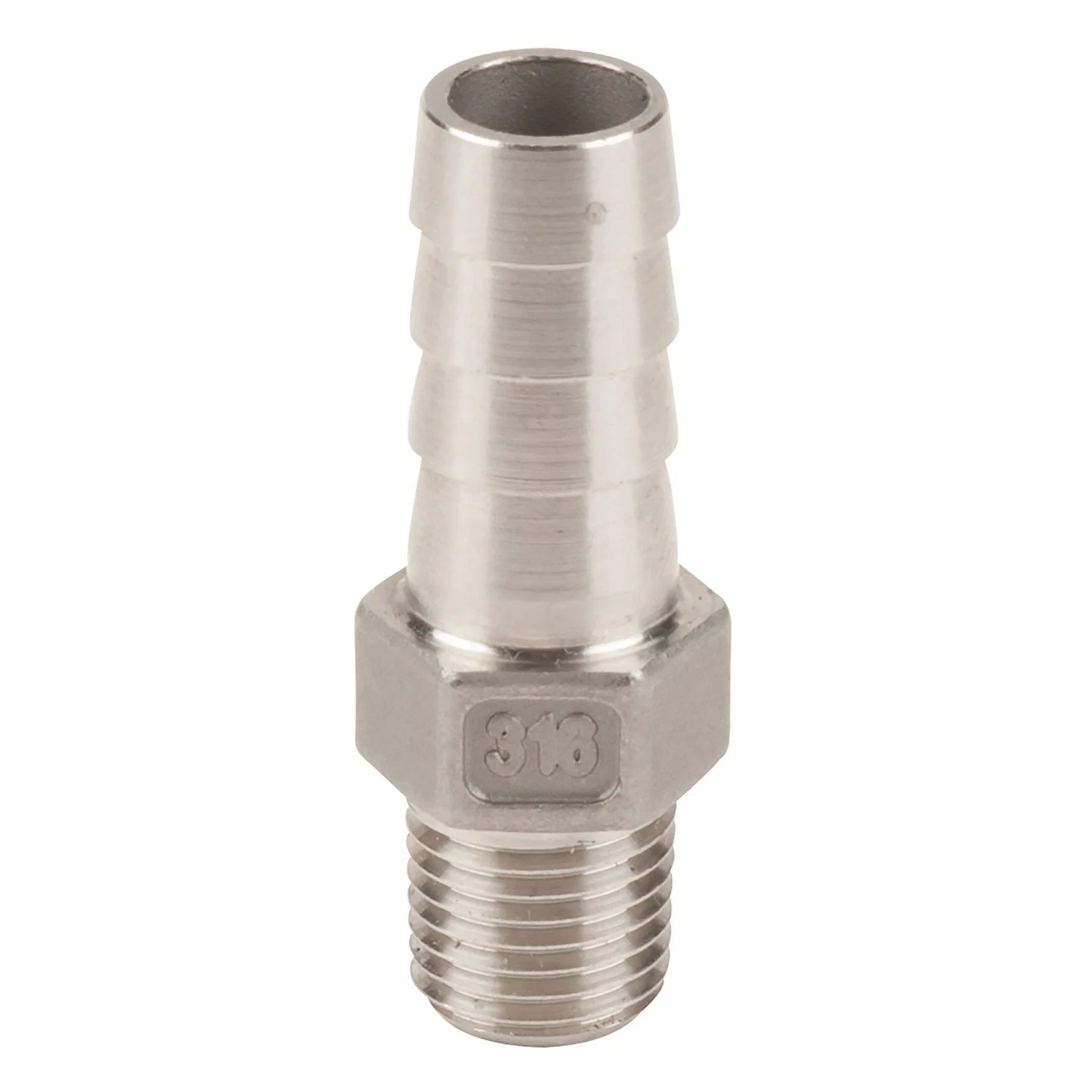 BANJO FITTINGS HB025-050SS Hose Barb, 316 Stainless Steel, 1/4 Inch Mpt X 1/2 Inch Size | AC8TVX 3DTL8