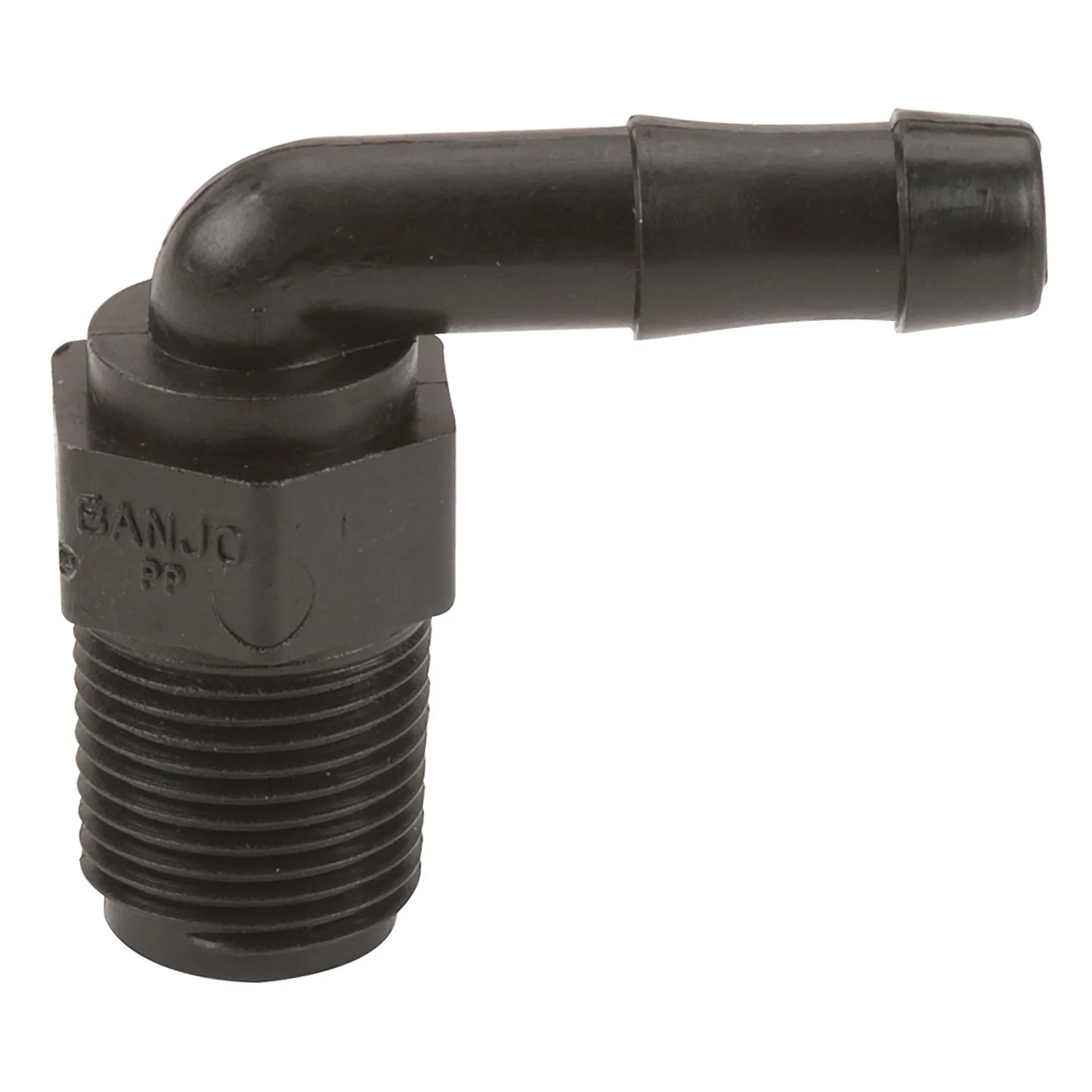 BANJO FITTINGS HB038-90 Hose Barb, Poly, 90 Deg Bend, 3/8 Inch MPT X 3/8 Inch Hb | AC8TWG 3DTN8
