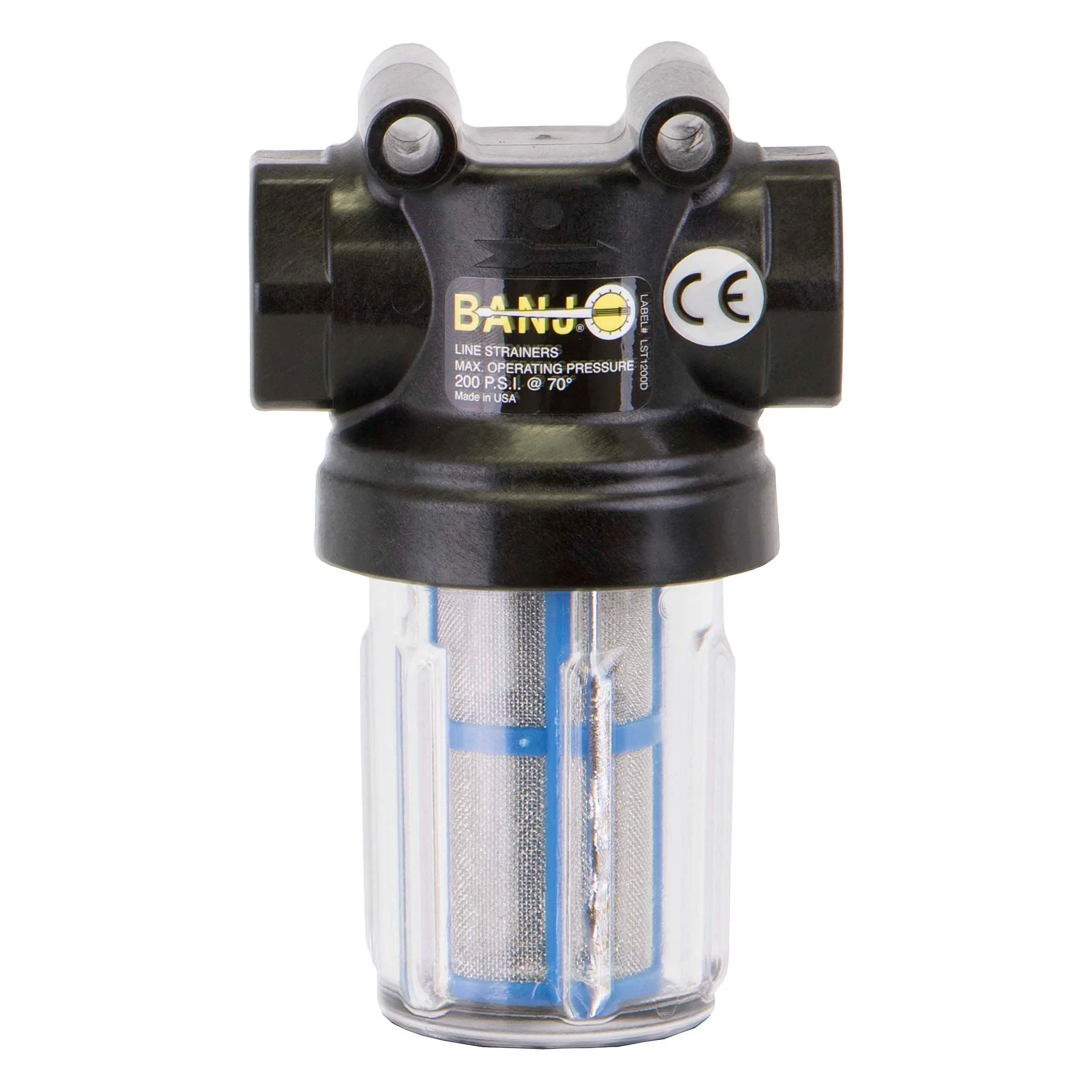 BANJO FITTINGS LSTM050-50C Mini T-Line Strainer, With Clear Bowl, 1/2 x 1/2 Inch, 50 Mesh | AC8XEX 3ELW7