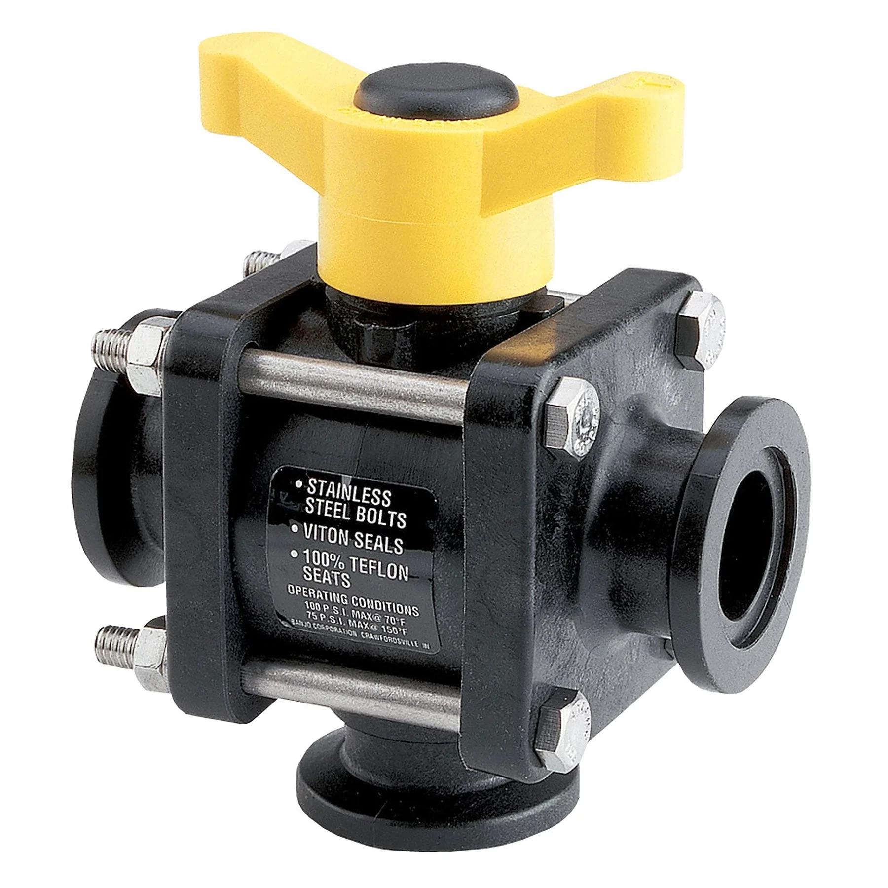 BANJO FITTINGS MV100BL Manifold Ball Valve, Bottom Load, 1 Inch, 3-Way | BW9HAG