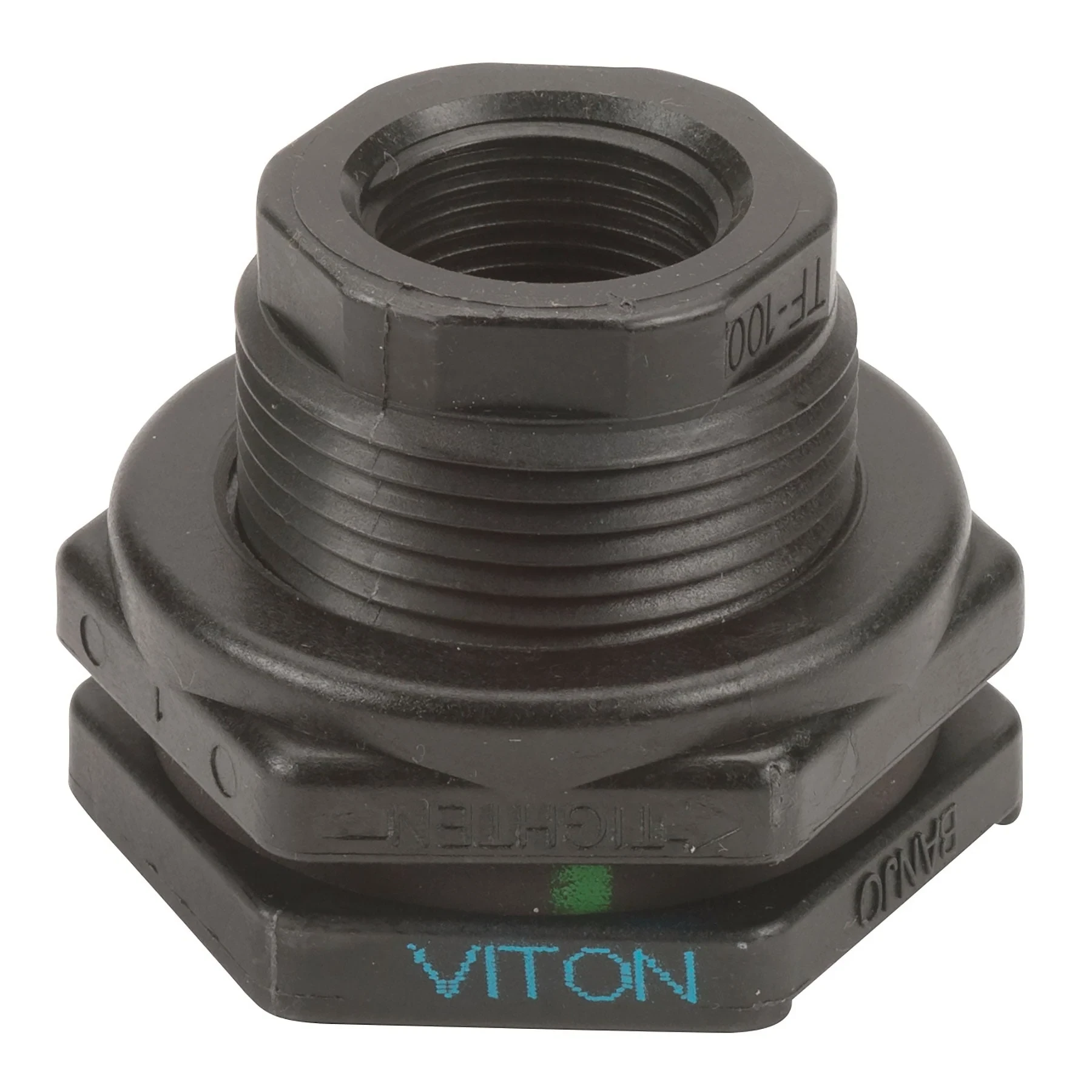 BANJO FITTINGS TF100V Bulkhead Tank Fitting, With FKM Gasket, 1 Inch, Polypropylene | BW8YVF