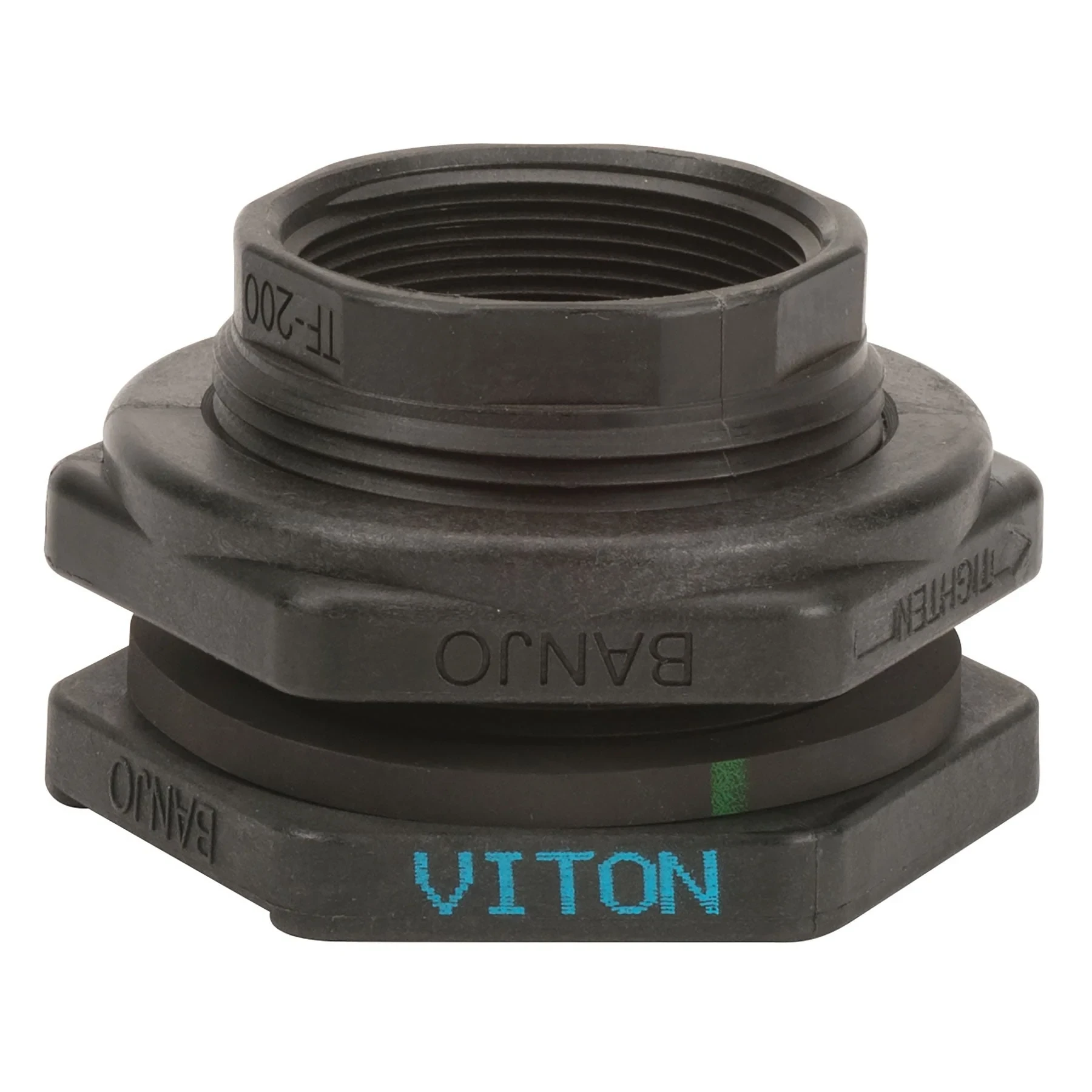 BANJO FITTINGS TF200V Bulkhead Fitting, 2 Inch With Fkm Gasket, Polypropylene | BW9BXG