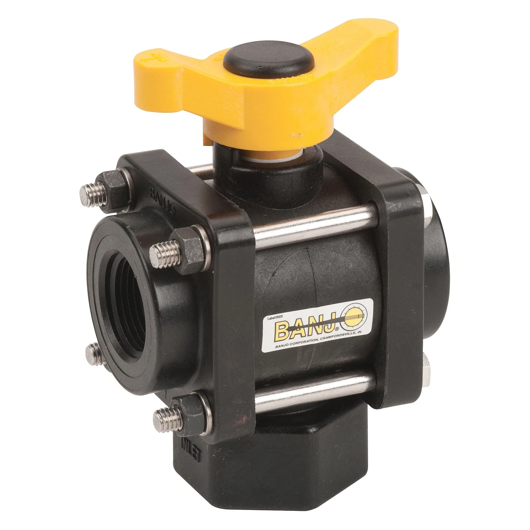 BANJO FITTINGS V100BL Ball Valve, Bottom Load, 1 Inch, 3 Way, Polypropylene | AC8TUA 3DTF4