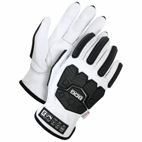 Leather Gloves, Size 2XL, Goatskin, Premium, ANSI Impact Level 2, Full, Gray