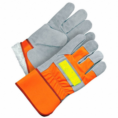 Leather Gloves, Universal, Premium, Work Glove, Cowhide, Wing Thumb, Safety Cuff, Orange