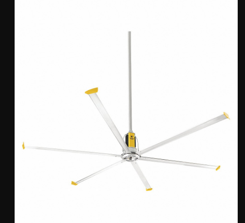 Ventilador industrial HVLS, diámetro de aspa de 20 pies, velocidades variables, 186, 716 cfm, 200 a 277 V CA