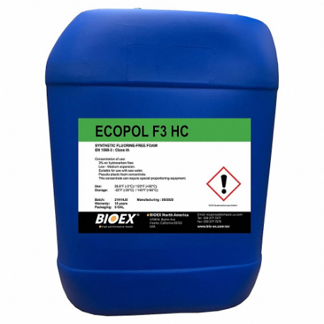 Espuma contra incendios, ECOPOL F3HC, incendios de hidrocarburos, tamaño de contenedor de 5 gal, cubo