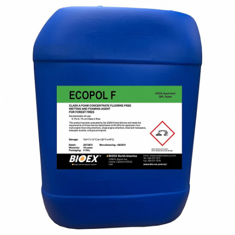 Firefighting Foam, ECOPOL F, Class A Wildfires, 5 gal Container Size, Pail