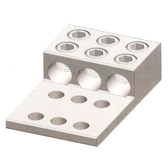 Mechanical Connector, 2 AWG To 600 Kcmil Conductor Size, Tin Plated Finish, 2PK