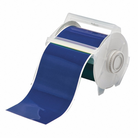 Continuous Label Roll, 4 Inch X 100 Ft, Vinyl, Blue, Outdoor