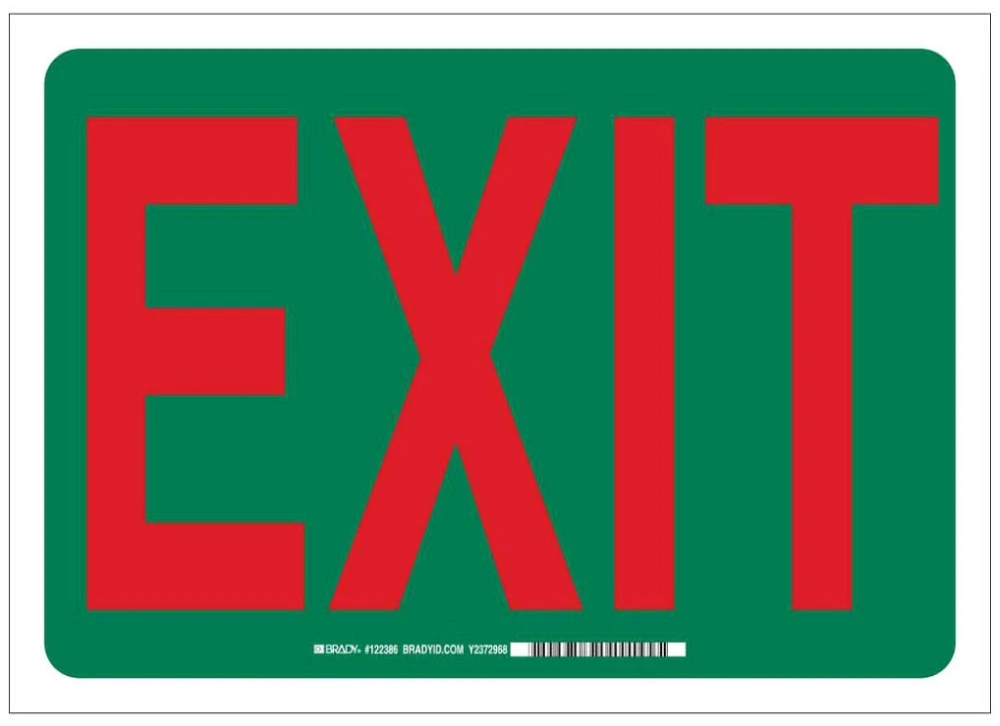 Exit Sign, 10 x 14 Inch, Rectangle, Aluminium