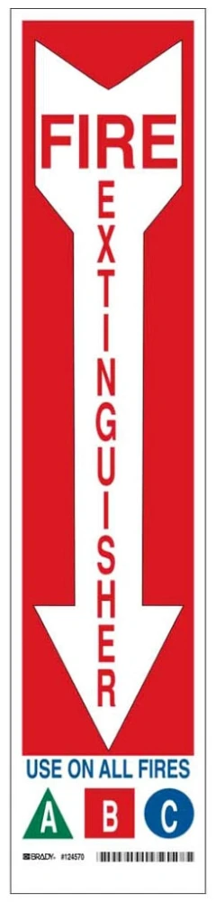 Fire Extinguisher Sign, 18 x 4 Inch, Blue, Green and Red/White