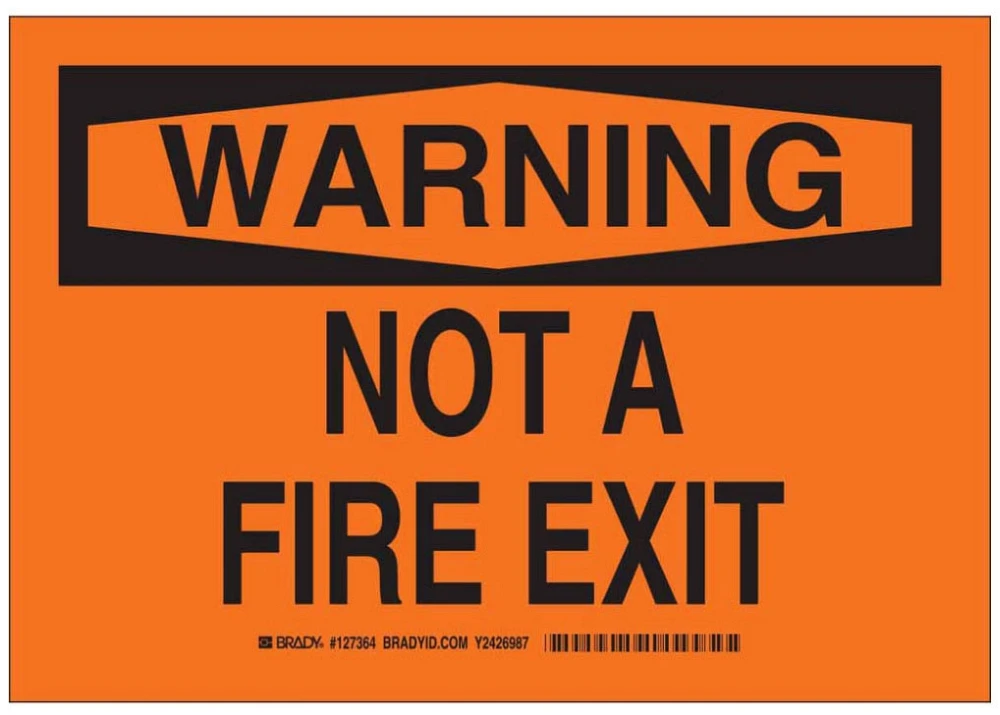 Fire Exit Sign, 7 Inch Height, 10 Inch Width, Aluminium, Rectangle, English
