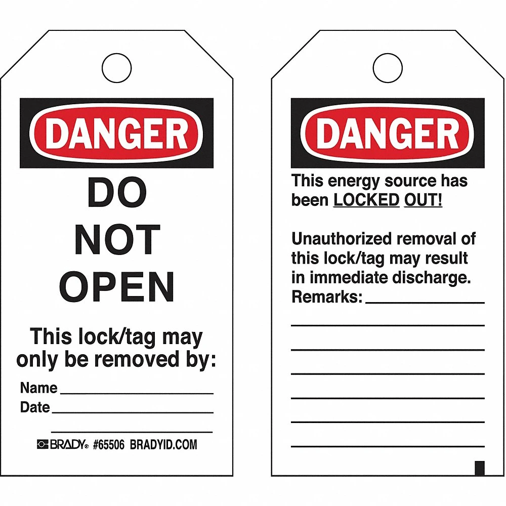 BRADY 133558 Lockout Tag, Danger, Do Not Remove Tag, Polyester, Date/Name/Remarks, Write-On Surface | CP2FHX 489L51