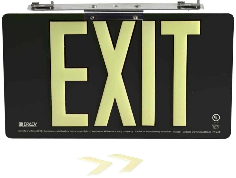 Exit Sign, 15-3/4 Inch Width, Black, Double T-Bar