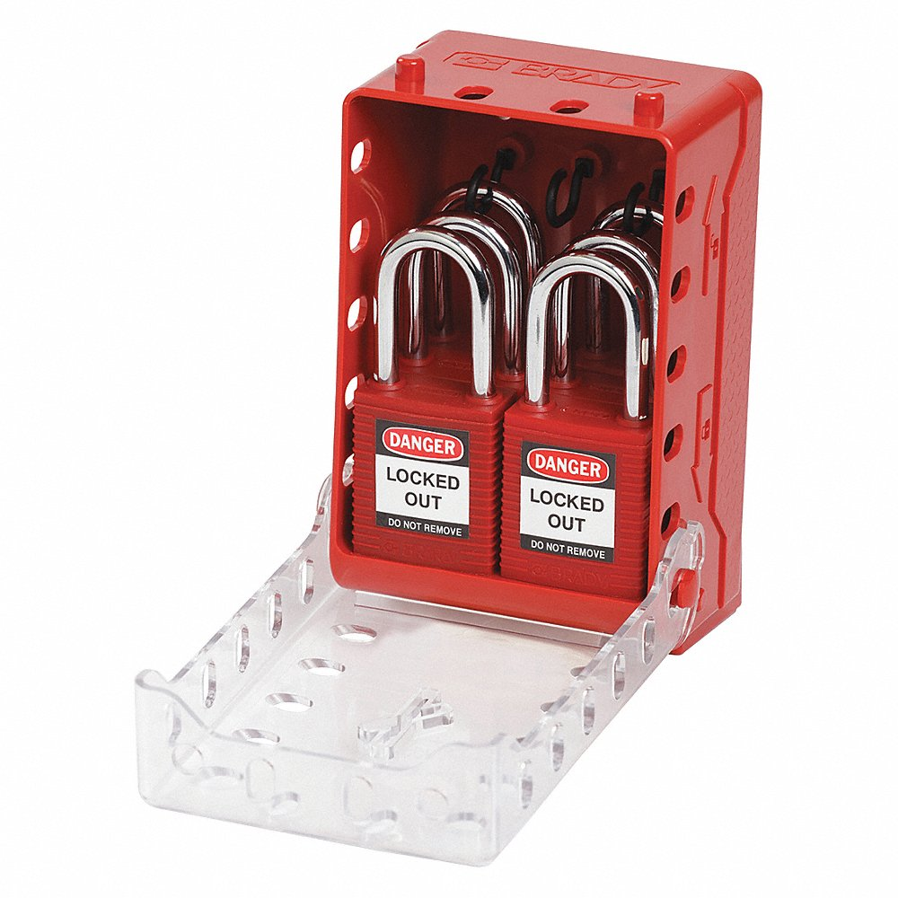 Padlock Station, 7 Components Included, Padlock Station, Keyed Alike Padlocks, Wall Mount