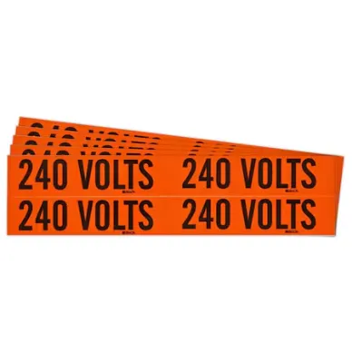 Segnali ed etichette per condotti e tensione, dimensioni etichetta 4-1/8 pollici x 1-1/8 pollici LXA, 240 V, 5 PZ