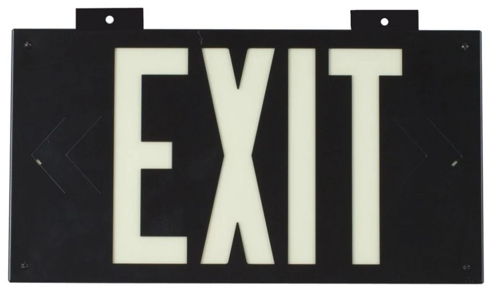 Exit Sign, English, 8.25 x 15.25 Inch, Glow White on Black, Plastic