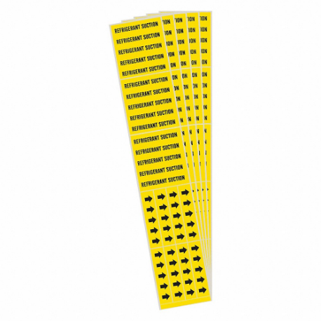 Pipe Marker, Refrigerant Suction, Yellow, Black, Fits 3/4 Inch and Smaller Pipe OD