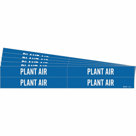 Pipe Marker, Plant Air, Blue, White, Fits 3/4 to 2 3/8 Inch Pipe OD, 4 Pipe Markers