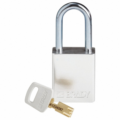 Lockout hængelås, med forskellige nøgler, aluminium, standard kropsstørrelse, stål, standard, sølv
