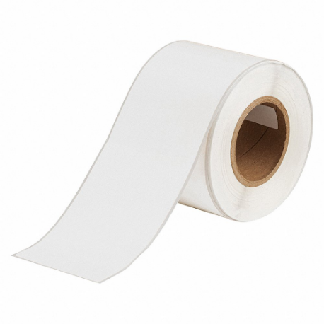 Continuous Label Roll, 4 Inch X 100 Ft, Vinyl, White, Indoor, 0.0054 Inch Label Thick