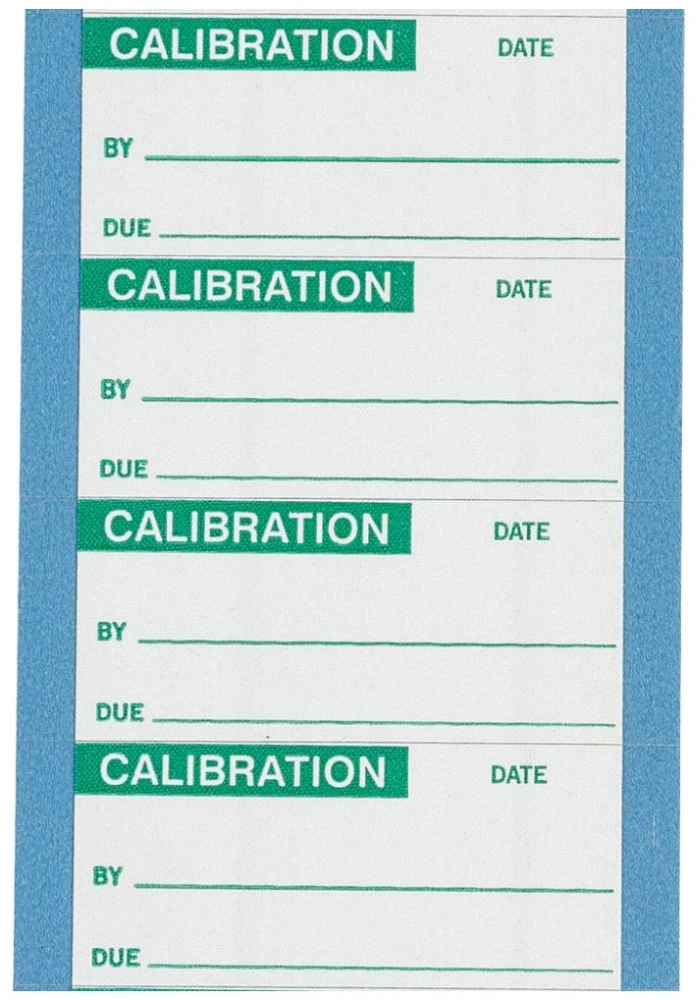 Calibration Label, 1 x 2.25 Inch Size, 25PK