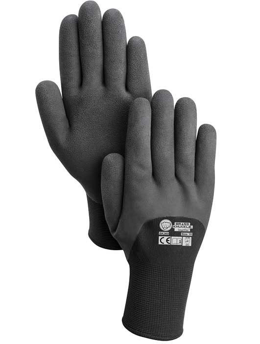 Glove, 7 Gauge Thickness, Latex Coating, Black Cuff, Black, 12 Dozen
