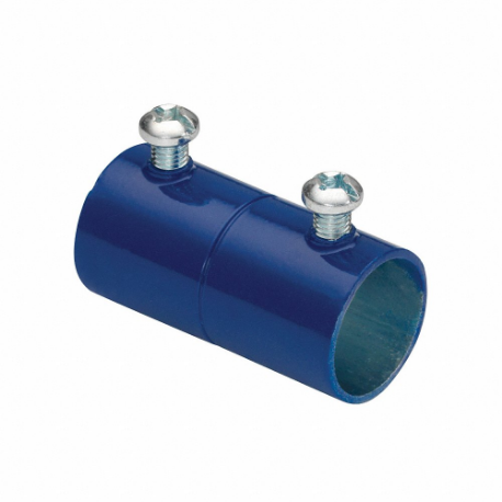 Set Screw Coupling, Steel, 1/2 Inch Trade Size, 1 3/4 Inch Length, Blue