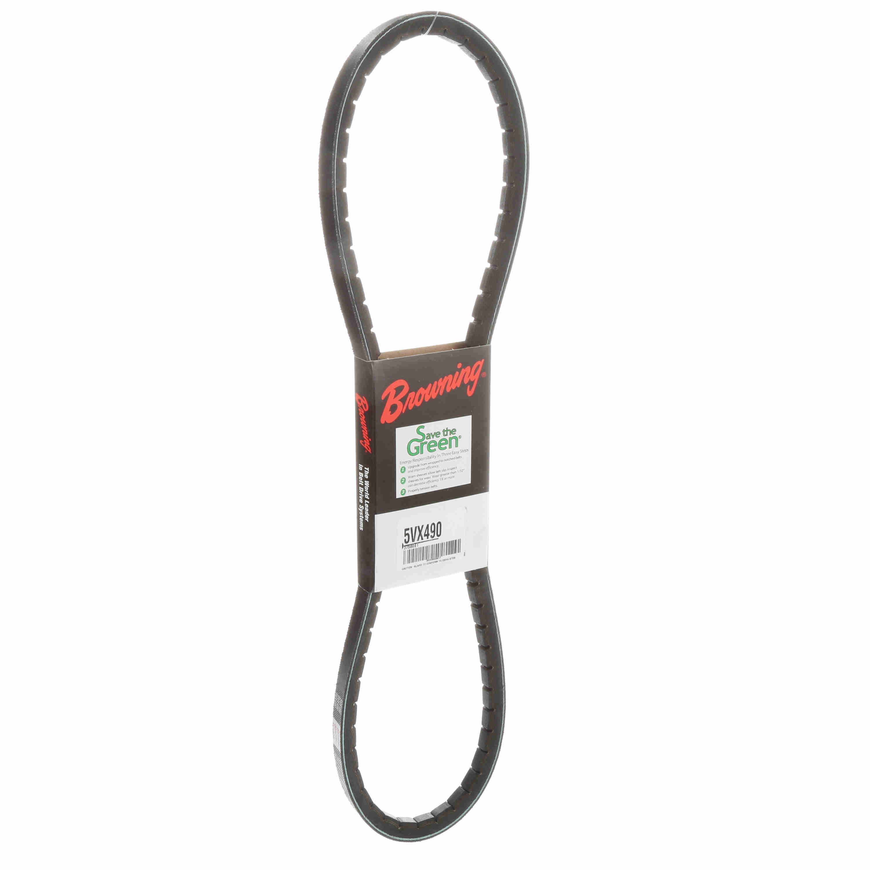BROWNING 3758661 V-Belt, Notched, 98% Efficient, EPDM | AX4QCE 5VX490