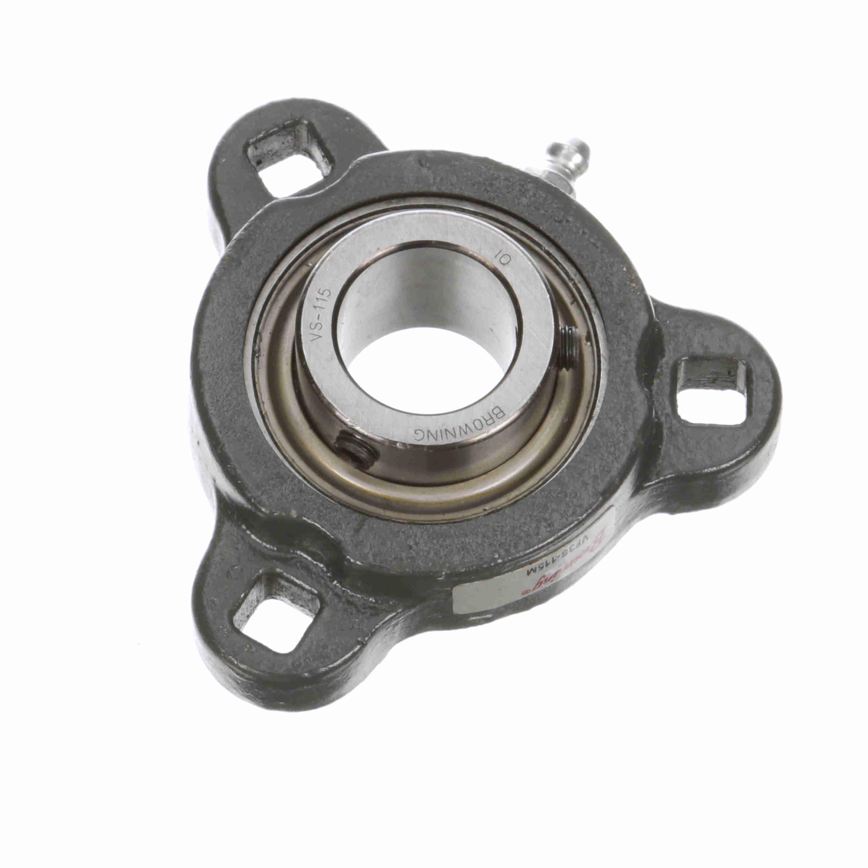 BROWNING 767728 Three Bolt Flange Ball Bearing, Mounted, Ductile Iron, Setscrew Lock | BF8JMV VF3S-115M
