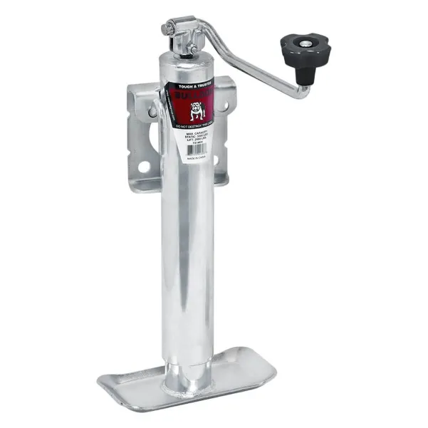 Trailer Jack, Round, Side Mount, 2000 lbs., Topwind, Weld-On, 16 Inch Retracted